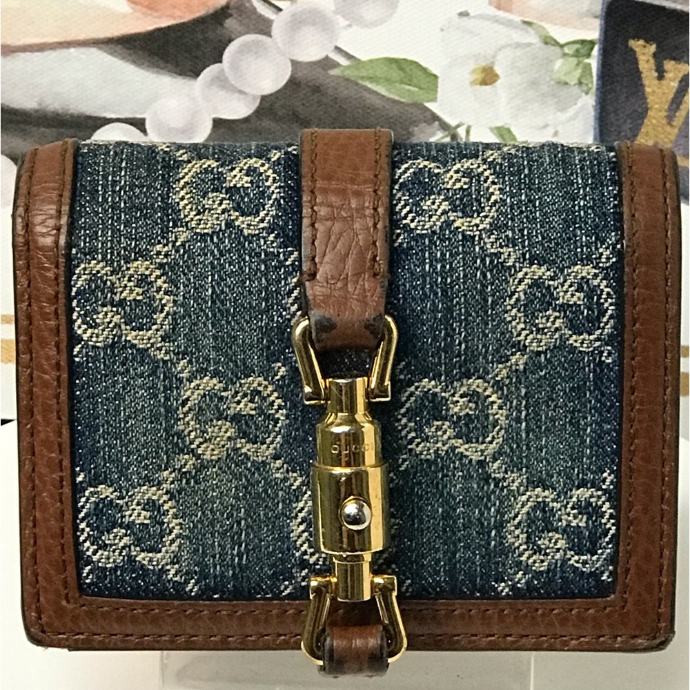 ‼️SOLD‼️GUCCI Jackie 1961 Denim Compact Card Wallet 😍🔥 - Picture 4 of 17